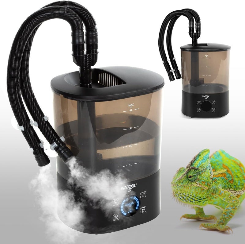 WACOOL TERRA WACOOL Upgraded Digital Timing Reptile Fogger, 4L No Leak Reptile Humidifier with 2 Hose, Top Filling Automatic Terrarium Humidifier Fogger for Reptile Use - Image 1